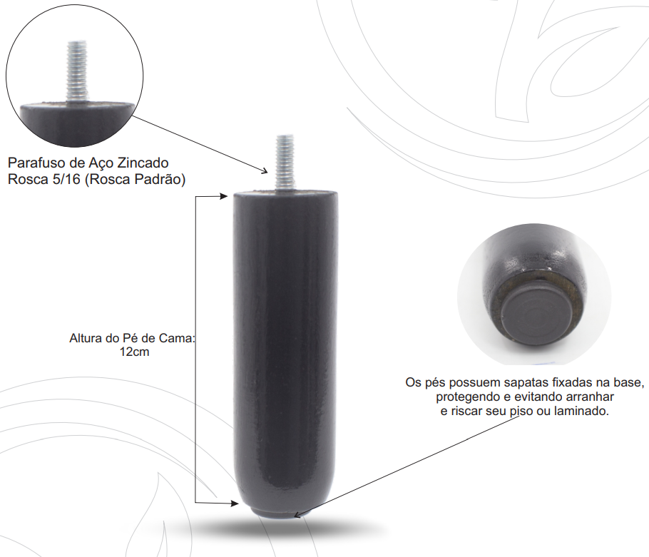 Pé de cama sem rodízio